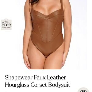 Popilush size L brown faux leather bodysuit